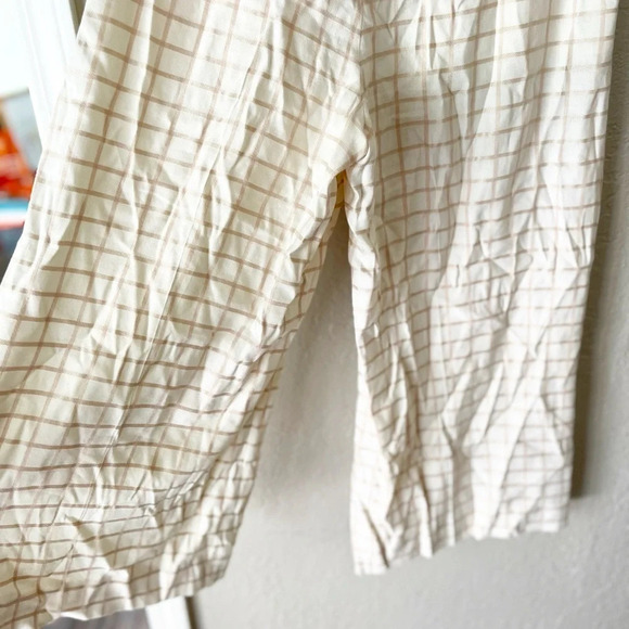 Anthropologie Pants Women's 6 Elevenses Windowpane Culottes Linen Blend Coastal - Picture 8 of 11